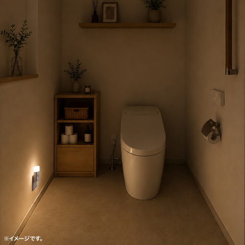 屋内トイレ付近のメーカー設置イメージ。水のかかる場所は避ける。