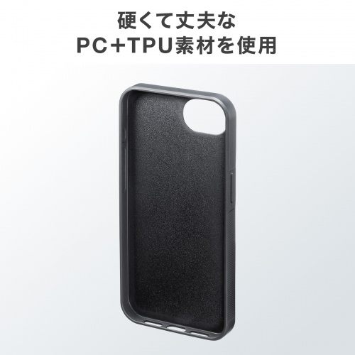 PC+TPU素材の背面カバーを示すメーカー図。