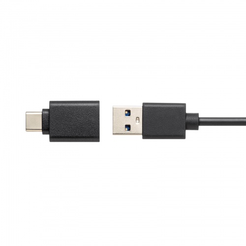 PC接続に使う付属USB-AからUSB-Cへの変換アダプタの写真。